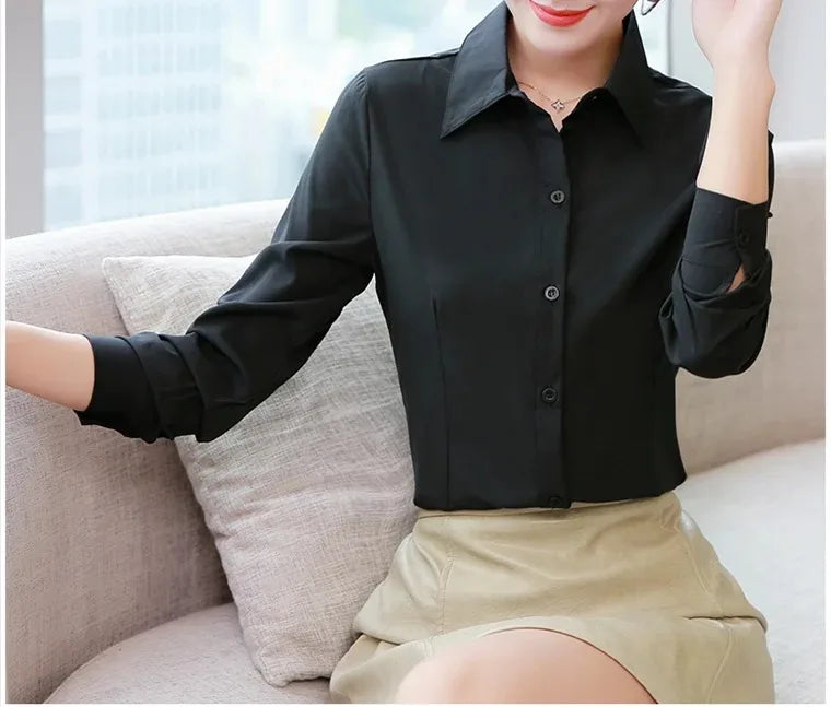 Camisa Blanca Entallada para Mujer | Camisa de Vestir Clásica de Oficina