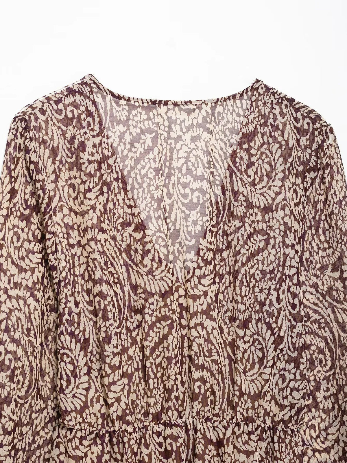 Vestido Midi Estampado para Mujer | Vestido Vintage de Manga Larga y Escote en V