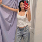 Top Corto de Lunares para Mujer | Crop Top de Tirantes con Espalda Descubierta