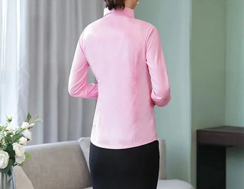 Camisa Blanca Entallada para Mujer | Camisa de Vestir Clásica de Oficina