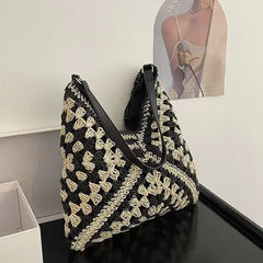 Bolso de Rafia para Mujer | Tote de Playa Tejido, Gran Capacidad
