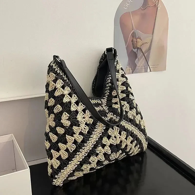 Bolso de Rafia para Mujer | Tote de Playa Tejido, Gran Capacidad