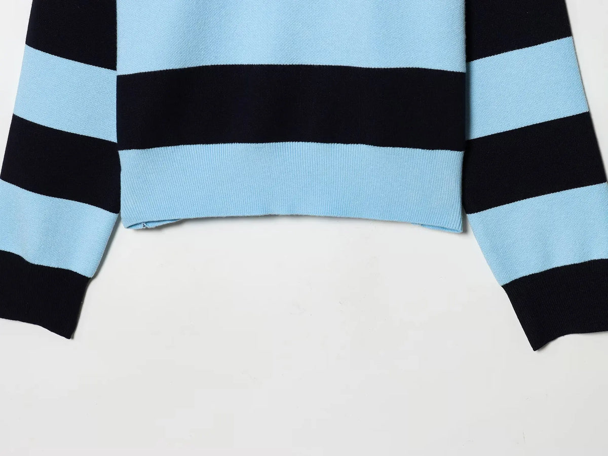 Jersey de Rayas Cuello Polo para Mujer | Oversize