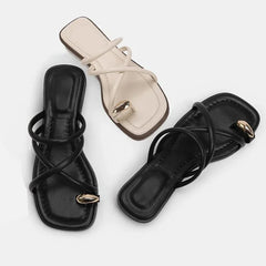 Sandalias Planas para Mujer | Sandalias de Verano de Tiras Cruzadas Cómodas