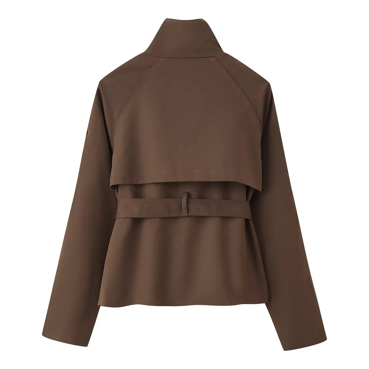 Gabardina Corta para Mujer | Trench Cruzado con Cuello Alto y Cinturón