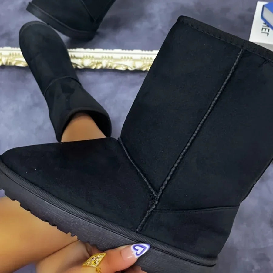 Botas de Nieve Planas para Mujer | Botas de Invierno Acolchadas sin Cordones