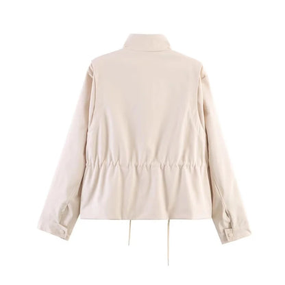 Chaqueta Entretiempo Cuello Alto para Mujer | Cordón Peplum