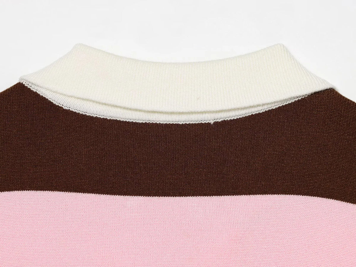 Jersey de Rayas Cuello Polo para Mujer | Oversize