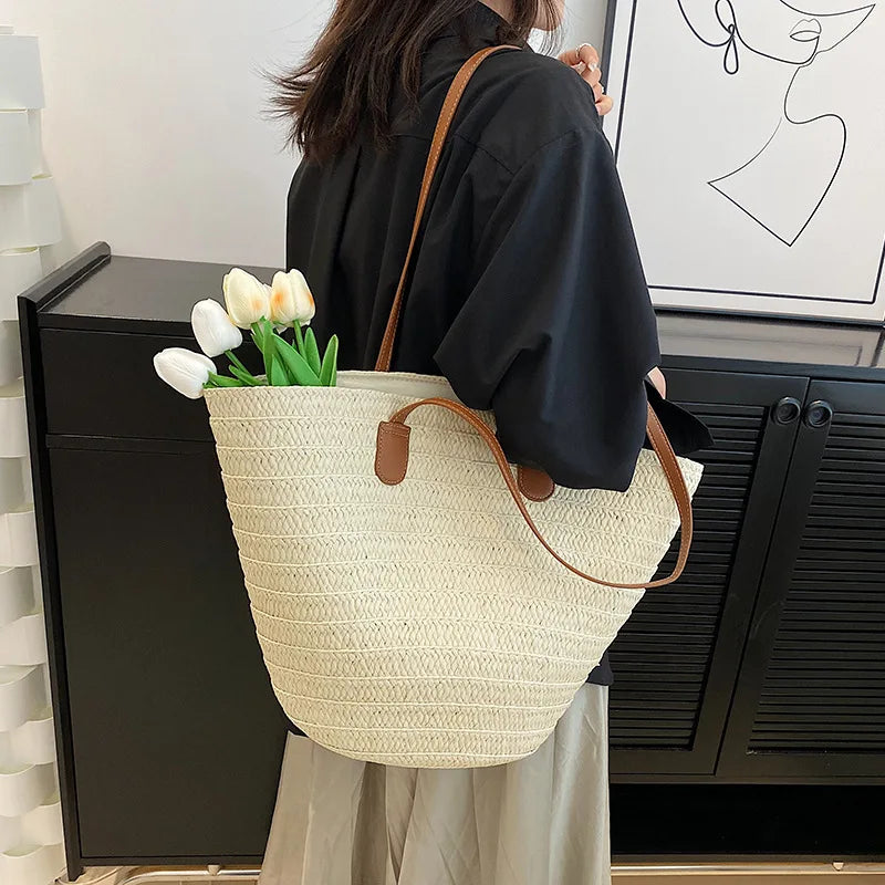 Bolso de Rafia para Mujer | Capazo de Playa Tejido de Verano