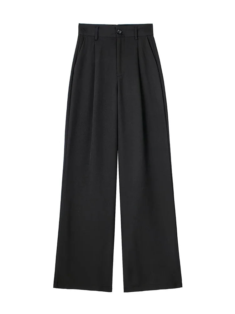 Pantalón de Pinzas Ancho para Mujer | Pantalón de Vestir Wide Leg de Tiro Alto