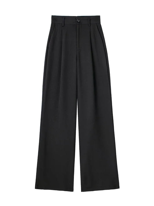 Pantalón de Pinzas Ancho para Mujer | Pantalón de Vestir Wide Leg de Tiro Alto