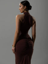 Vestido Largo Halter para Mujer | Maxi de Verano Entallado con Abertura