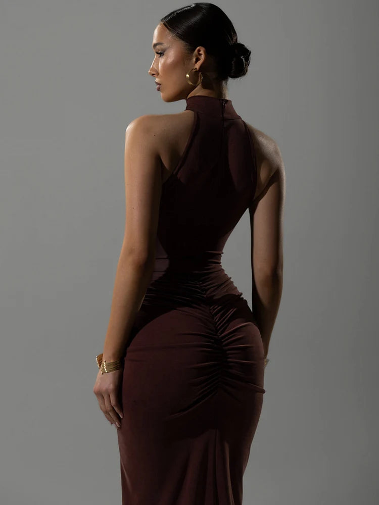 Vestido Largo Halter para Mujer | Maxi de Verano Entallado con Abertura