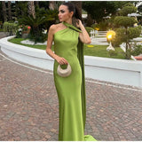 Vestido Largo Satinado para Mujer | Maxi de Verano Halter de Efecto Seda