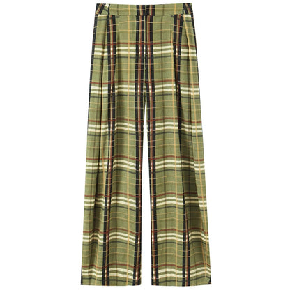 Pantalón Ancho de Cuadros para Mujer | Baggy Tobillero de Tiro Alto