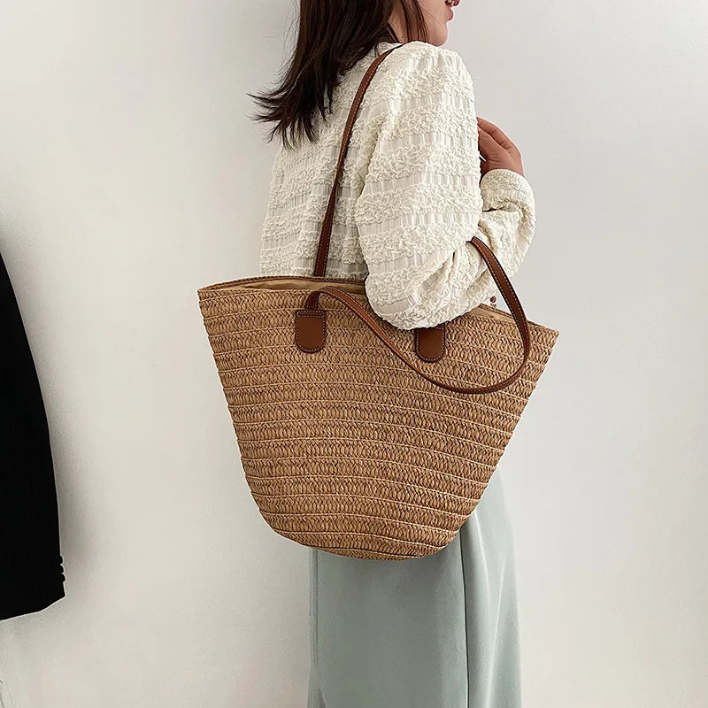 Bolso de Rafia para Mujer | Capazo de Playa Tejido de Verano