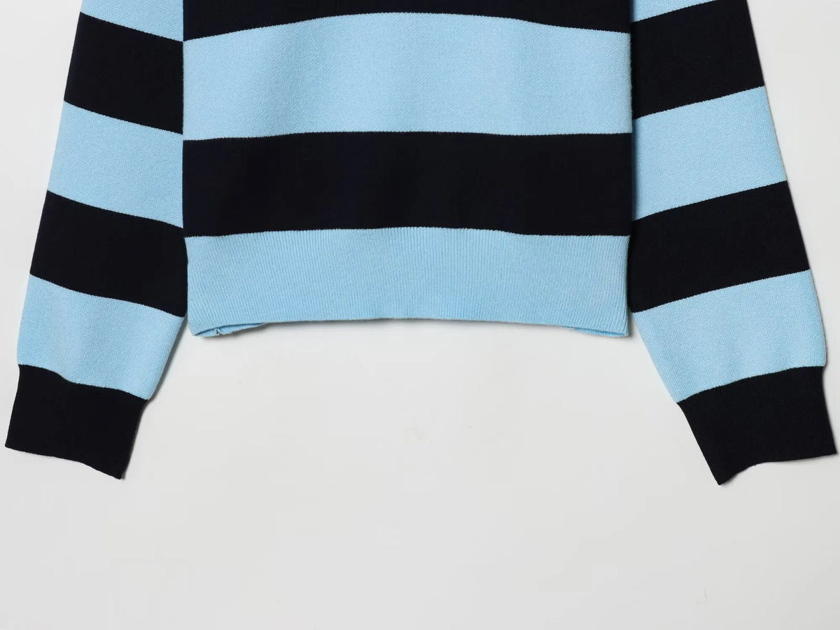 Jersey de Rayas Cuello Polo para Mujer | Oversize