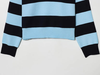 Jersey de Rayas Cuello Polo para Mujer | Oversize