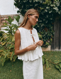 Blusa de Lino para Mujer | Top sin Mangas con Lazo y Calado