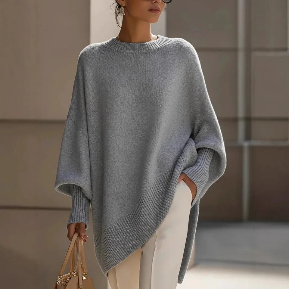 Jersey Oversize Largo para Mujer | Jersey de Punto Asimétrico con Aberturas Laterales