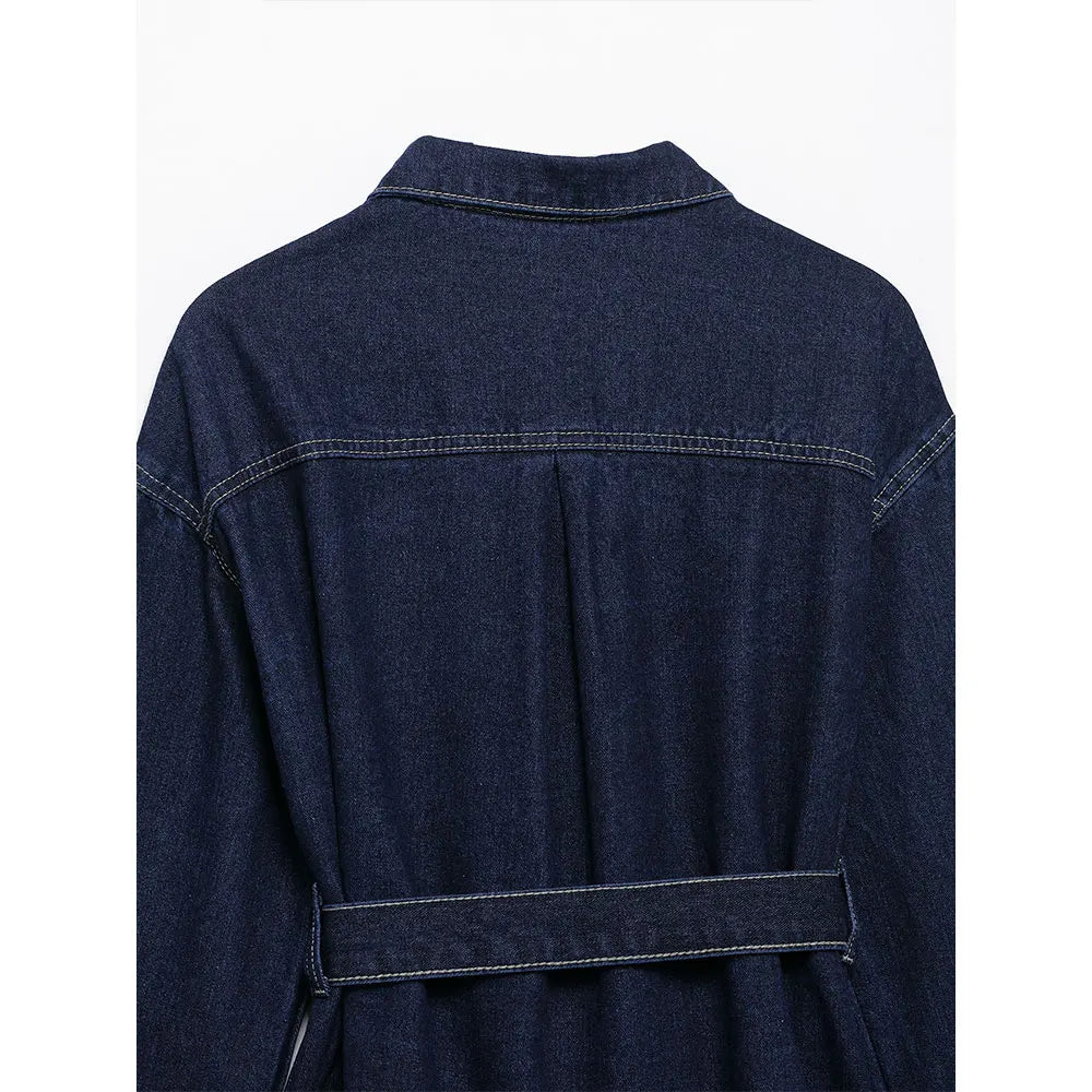 Conjunto Vaquero para Mujer | Chaqueta Vaquera con Cinturón y Vaquero Recto