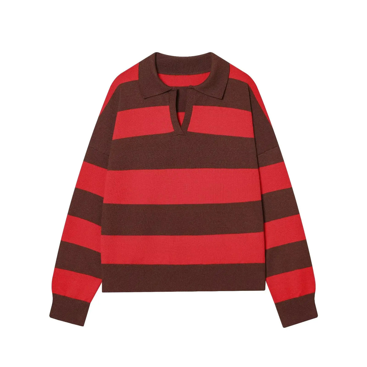 Jersey de Rayas Cuello Polo para Mujer | Oversize