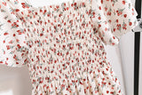 Vestido Midi Fruncido Floral para Mujer | Vestido de Verano Escote Cuadrado
