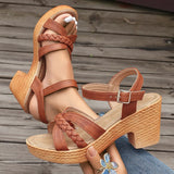 Sandalias de Tacón para Mujer | Sandalias Trenzadas de Plataforma con Tiras