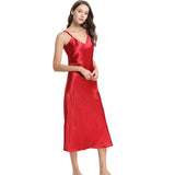 Camisón de Satén para Mujer | Pijama Lencero de Tirantes con Escote en V
