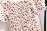 Vestido Midi Fruncido Floral para Mujer | Vestido de Verano Escote Cuadrado