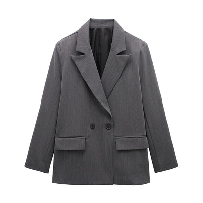 Blazer Cruzado Oversize para Mujer | Americana Holgada con Bolsillos de Tapeta