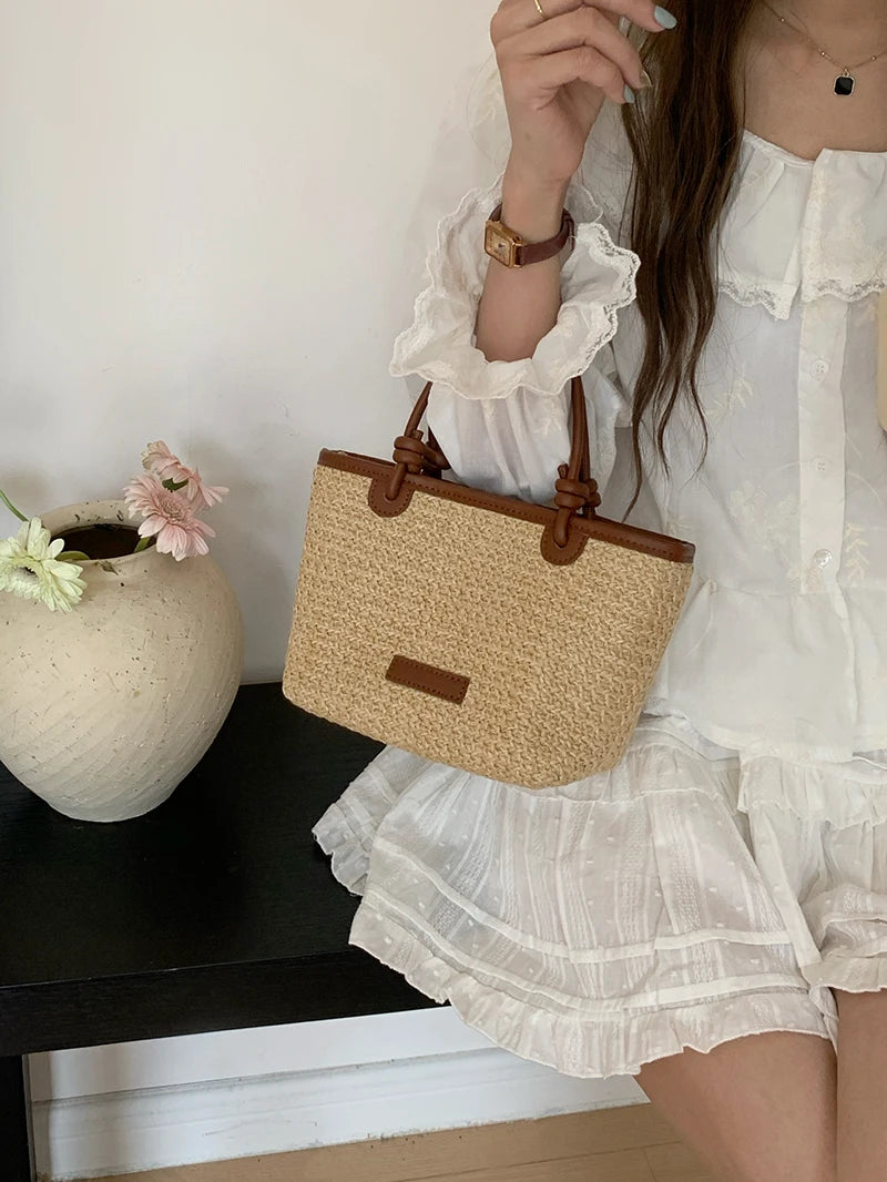 Bolso de Rafia para Mujer | Bolso Bandolera de Playa Tejido de Verano
