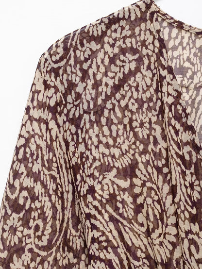 Vestido Midi Estampado para Mujer | Vestido Vintage de Manga Larga y Escote en V