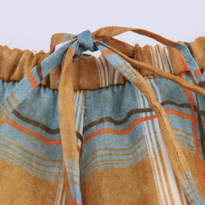Pantalón Bombacho de Cuadros para Mujer | Pantalón Ancho con Cordón y Puño Elástico