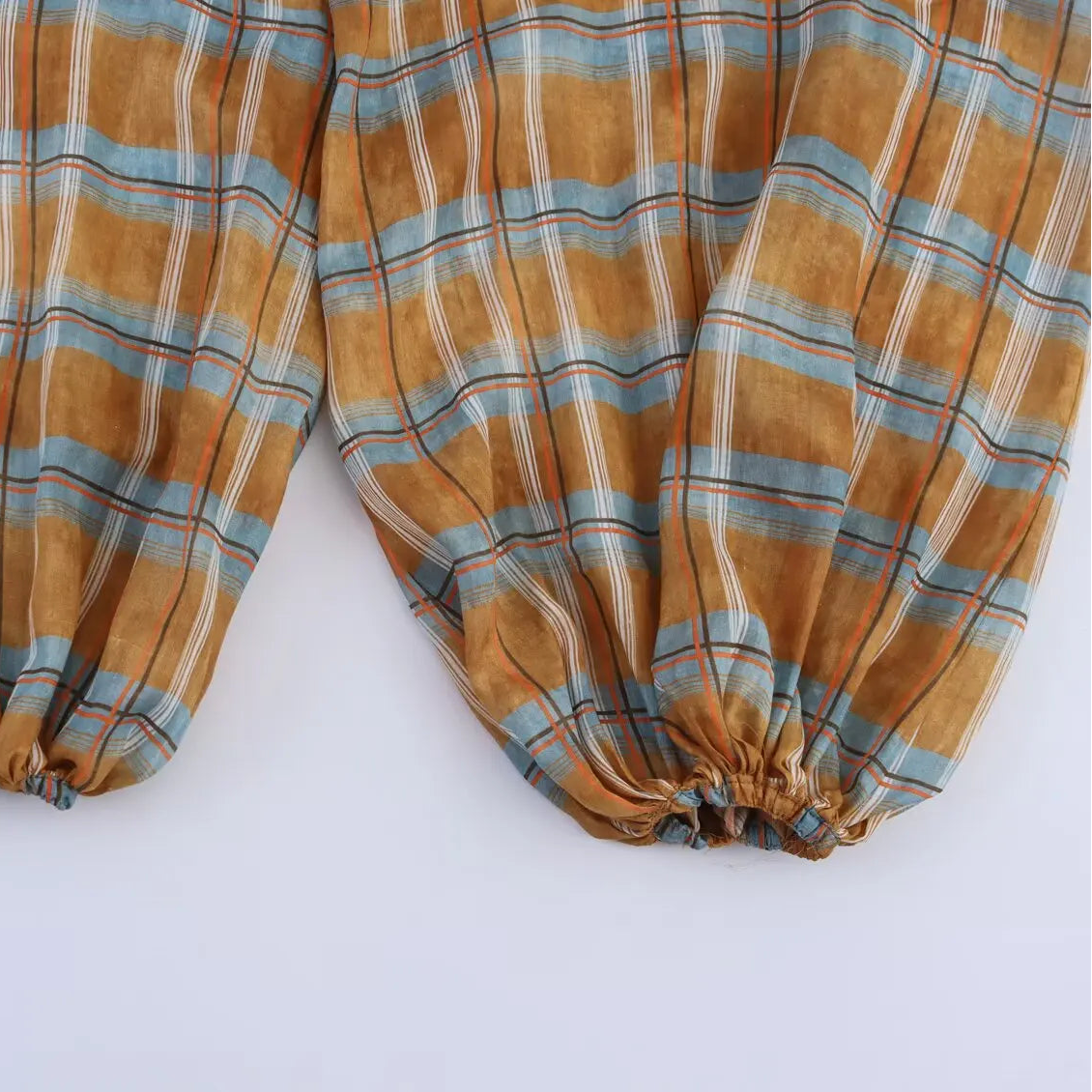 Pantalón Bombacho de Cuadros para Mujer | Pantalón Ancho con Cordón y Puño Elástico
