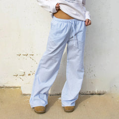 Pantalón Ancho de Rayas para Mujer | Cintura Elástica, Corte Fluido con Bolsillos, Verano