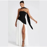 Vestido Largo Palabra de Honor para Mujer | Maxi Plisado de Verano con Abertura