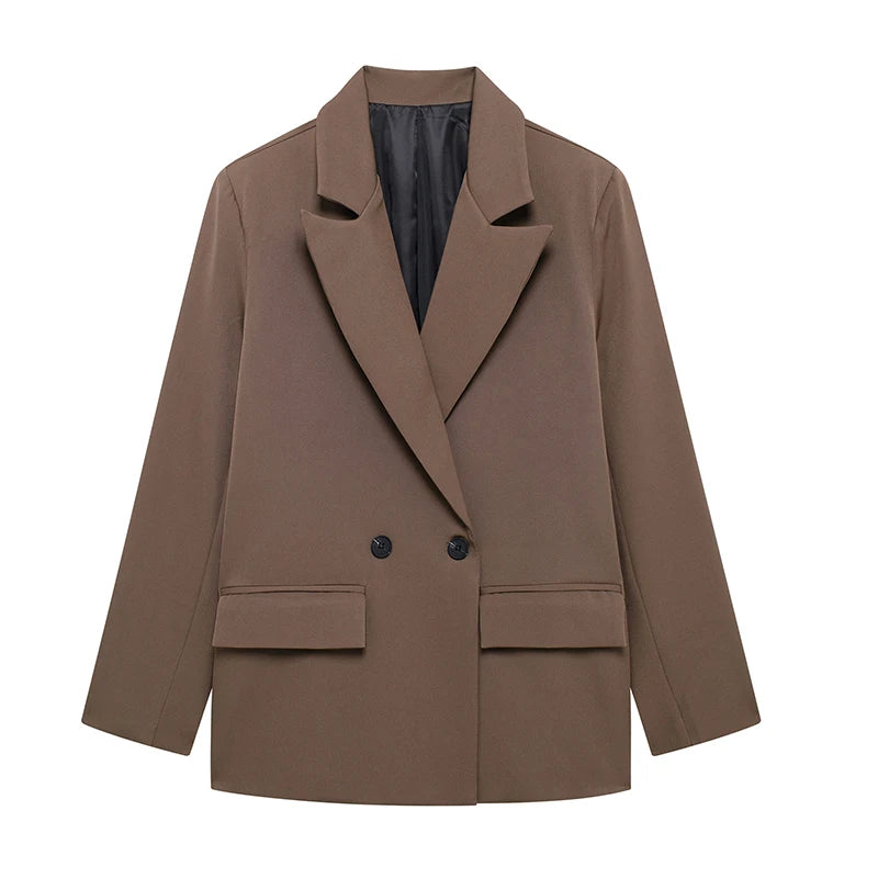 Blazer Cruzado Oversize para Mujer | Americana Holgada con Bolsillos de Tapeta