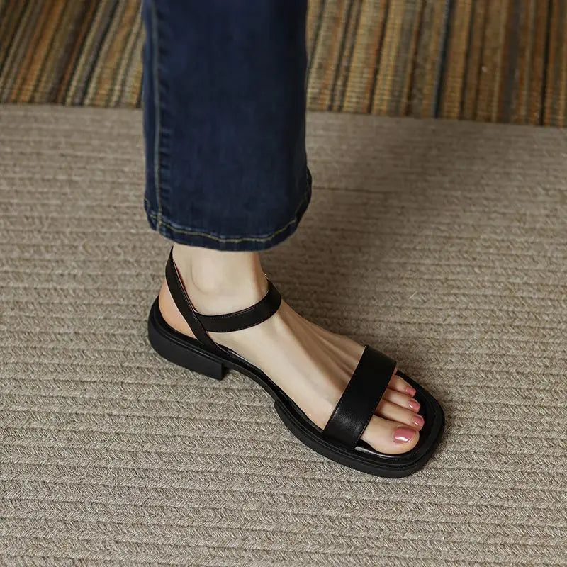 Sandalias de Tacón Bajo para Mujer | Sandalias de Piel Cómodas de Verano