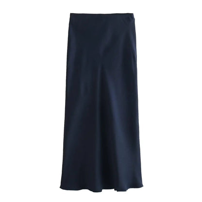 Falda Satinada Midi para Mujer | Cintura Alta