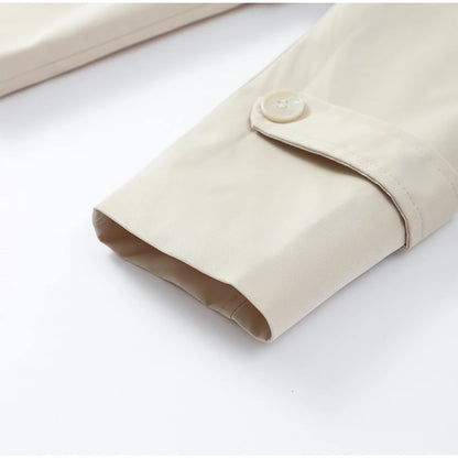 Trench Corto Cruzado para Mujer | Chaquetón de Hombros Anchos con Cordón