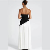 Vestido Largo Palabra de Honor para Mujer | Maxi Plisado de Verano con Abertura