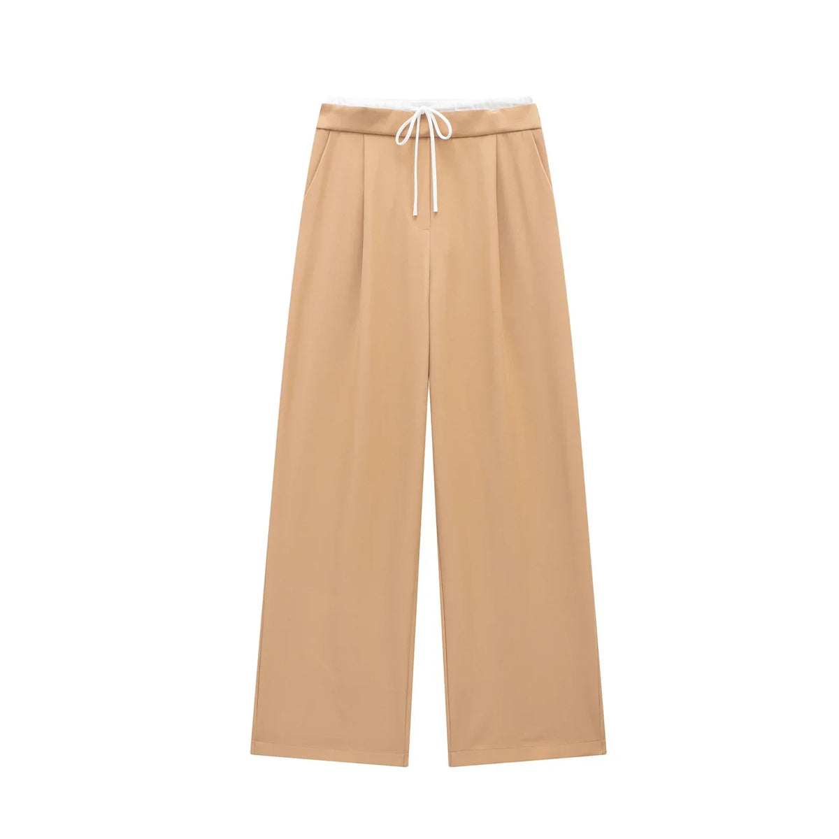 Pantalón Ancho Recto para Mujer | Casual de Pierna Ancha con Cordón