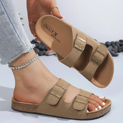 Sandalias de Corcho con Hebilla para Mujer | Sandalias Cómodas de Verano