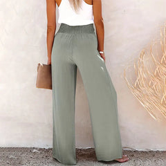 Pantalón de Lino para Mujer | Pantalón Ancho de Verano de Cintura Alta