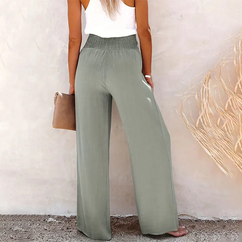 Pantalón de Lino para Mujer | Pantalón Ancho de Verano de Cintura Alta