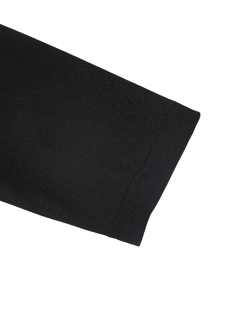 Vestido de Punto Negro Cuello Cuadrado para Mujer | Manga Larga