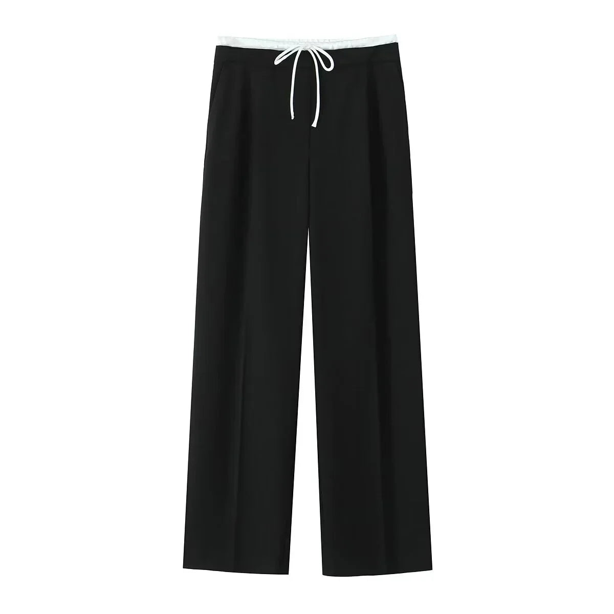Pantalón Ancho Recto para Mujer | Casual de Pierna Ancha con Cordón