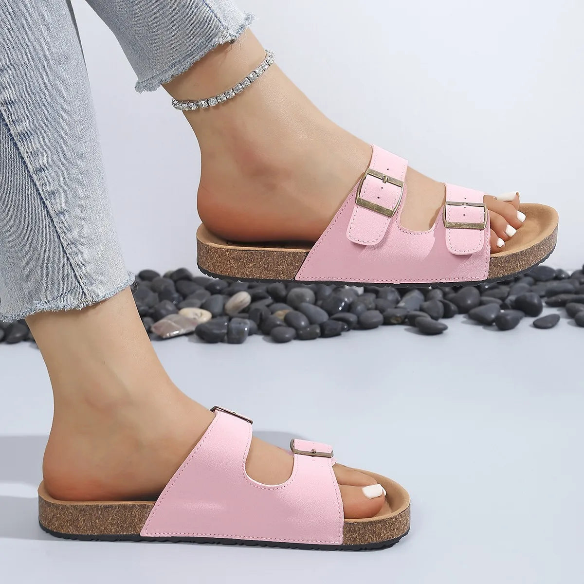 Sandalias de Corcho con Hebilla para Mujer | Sandalias Cómodas de Verano