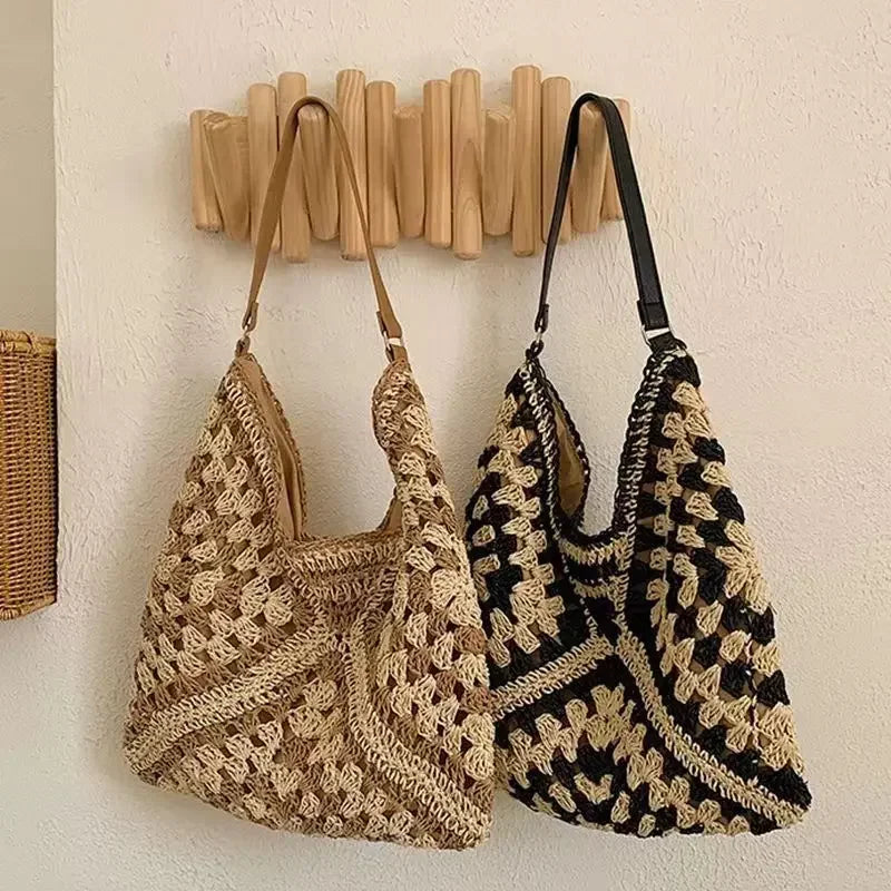Bolso de Rafia para Mujer | Tote de Playa Tejido, Gran Capacidad
